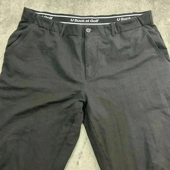 U Suck At Golf Pants Mens Size 40 Black USAG Cotton Spandex Blend Trouser - Picture 5 of 12